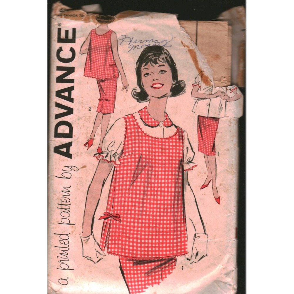 Vintage Advance 9268 Maternity Separates Sewing Pattern Blouse Skirt Overblouse